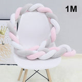 Baby bed bumper braided pillow